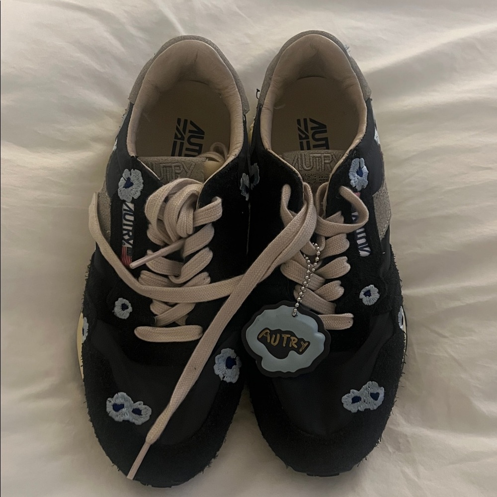 Autry Black Sneakers with Floral Design